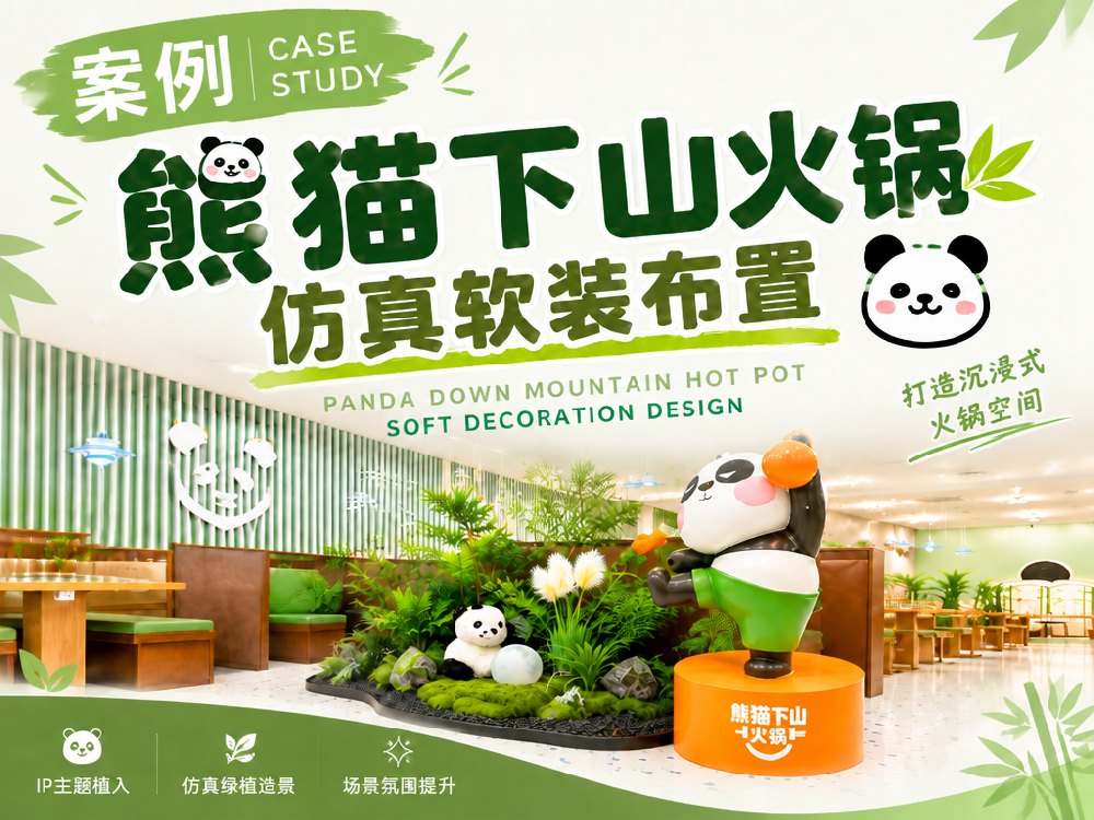 苏州企植管家火锅店案例丨熊猫下山瀑布火锅